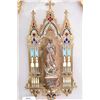 Image 2 : Antique French onyx and brass religious font with bronze figure and enamel work, 13" X 6"