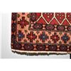 Image 2 : 100% Handmade Iranian area carpet with geometric design and red background with blue, taupe, salmon 