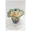 Image 1 : Large end of day art glass bowl with fluted edges 10" in height