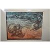 Image 1 : Two unframed vintage prints including wood-cut "Cosmic Encounter" pencil signed by artist Robert-Ral