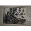 Image 2 : Two unframed vintage prints including wood-cut "Haydren Tree" pencil signed by artist Robert-Ralph C