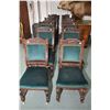 Image 1 : Set of ten antique velvet upholstered dining chairs, each with a different fruit motif carved cameo 