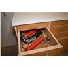 Image 2 : Shop built multi-drawer and door cabinet containing tools and accessories used with lot 141 banding 
