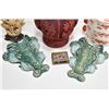 Image 2 : Selection of Oriental collectibles including two majolica wall pockets, note repair to one, 12" cinn