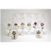 Image 1 : Eight colourless glass oil lamps, all with hurricanes