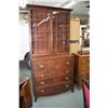 Image 1 : Antique Regency style break front secretaire with three drawers and fourth faux drawer and fold down