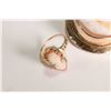 Image 2 : Vintage ladies hand carved cameo brooch set in 10kt yellow gold bezel and a 10kt yellow gold size 4.