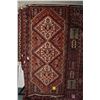 Image 1 : 100% Handmade Iranian Shiraz area carpet with triple medallion, red background with overall geometri
