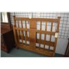 Image 1 : Antique oak double sized mission headboard and footboard with modern queen sized roller frame