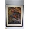 Image 1 : Framed original mixed media painting on poster board, no artist signature seen, 25" X 19"