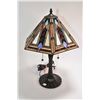 Image 1 : Quality reproduction table lamp with cast base and slag glass shade 22" in height