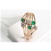 Image 1 : 14kt yellow gold, diamond and emerald gemstone size 7.75 ring set with 0.15ct of round brilliant cut