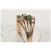Image 2 : 14kt yellow gold, diamond and emerald gemstone size 7.75 ring set with 0.15ct of round brilliant cut