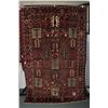 Image 1 : 100% Handmade Iranian Vakhtyar area carpet in quilt design with multiple borders in tones of red, gr