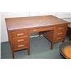 Image 1 : Large quarter cut oak double pedestal office desk