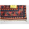 Image 2 : 100% Handmade Iranian Zanjan area carpet with blue and red background and highlights of orange, taup