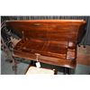 Image 2 : Quality heavy lift top writing desk with inlaid brass banding, fitted interior and matching stool