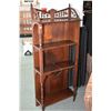 Image 1 : Four shelf open ?tag?re with spindle and spool backboard, appears to be a combination of spare parts