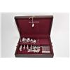 Image 1 : Wooden canteen of International sterling flatware "Lambeth Manor" including eight dinner knives, sev