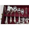 Image 2 : Wooden canteen of International sterling flatware "Lambeth Manor" including eight dinner knives, sev
