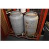 Image 2 : Lockable propane tank storage cage and two empty forklift propane bottles