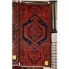 Image 1 : 100% Handmade Iranian Zanjan area carpet with center medallion, red background and highlights of blu