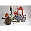 Image 2 : Four vintage kerosene pressure devices including Coleman lamp, heater and torche, a Hydrocarbin burn