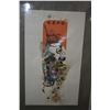 Image 1 : Unframed vintage mixed media collage on board signed by artist J. Vresen '66, 28" X 16"