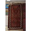 Image 1 : Wool area carpet with double medallion, multiple border, red background and highlights of black, whi