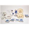 Image 1 : Tray lot of collectibles including two 6" Danish figures, eleven small Royal Copenhagen wall plaques