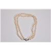 Image 1 : Double strand of Japanese cultured saltwater Akoya pearl, individually knotted and with an 800 silve