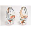 Image 1 : Pair of heavy crystal art glass vases 8" in height, no signature seen