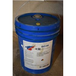 Half full pail of compressor oil . (Update for March 27th. This item will be stored at the Ward's Au