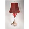 Image 1 : Vintage electric table lamp with column style base and cranberry cut to clear font plus shade