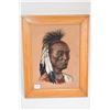 Image 1 : Framed original pastel on paper Indian portrait drawing, signed by artist M.E. Strong ( after Scott)