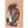 Image 2 : Framed original pastel on paper Indian portrait drawing, signed by artist M.E. Strong ( after Scott)