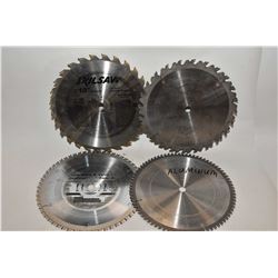 Four used 10  circular saw blades