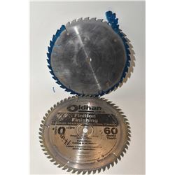 Resharpened F.S. Tool XL 4000, 70 tooth 10  circular saw blade and a used 60 tooth 10  circular saw 