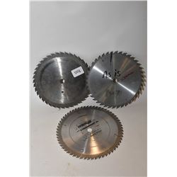 Three used 8  circular saw blades