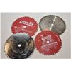 Image 1 : Three used 7" circular saw blades and one 6 1/2" circular saw blade