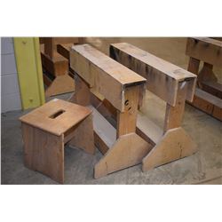 Two small sawhorses and a small wooden stool - . (Update for March 27th. This item will be stored at