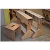Image 1 : Two small sawhorses and a small wooden stool - . (Update for March 27th. This item will be stored at
