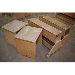 Two small saw horses and a small wooden stool - . (Update for March 27th. This item will be stored a