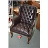 Image 1 : Button tufted upholstered wing back chair with nail head decoration made by Eztia