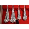 Image 2 : Wooden canteen containing silver-plate flatware with serving for eight each of dinner knives, dinner