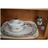 Image 2 : Shelf lot of collectibles including Royal Doulton lidded casserole "Provencal" pattern, two platters