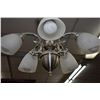 Image 2 : Brushed nickel five branch ceiling fixture with satin glass shades