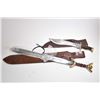 Image 1 : Semi contemporary sheathed Bowie knife with wood and brass hilt, 12" blade marked "C-JUL-HERBERTZ" s