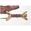 Image 2 : Semi contemporary sheathed Bowie knife with wood and brass hilt, 12" blade marked "C-JUL-HERBERTZ" s