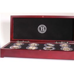 Wood cased Bradford Exchange Mint set of eight silver plated "The Anniversary of D-Day Proof   Coin 